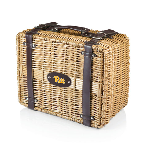 Pittsburgh Panthers Champion Picnic Basket - Handwoven Willow Wine And Cheese Set Licensed - YinzerShop