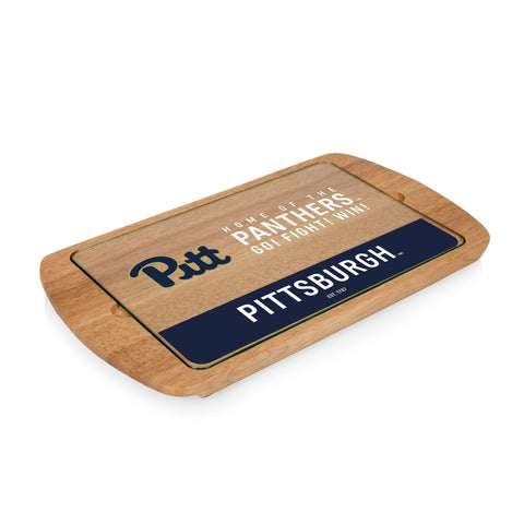 Pittsburgh Panthers Serving Tray - Glass Top Tray With Parawood Cutting Board Licensed - YinzerShop