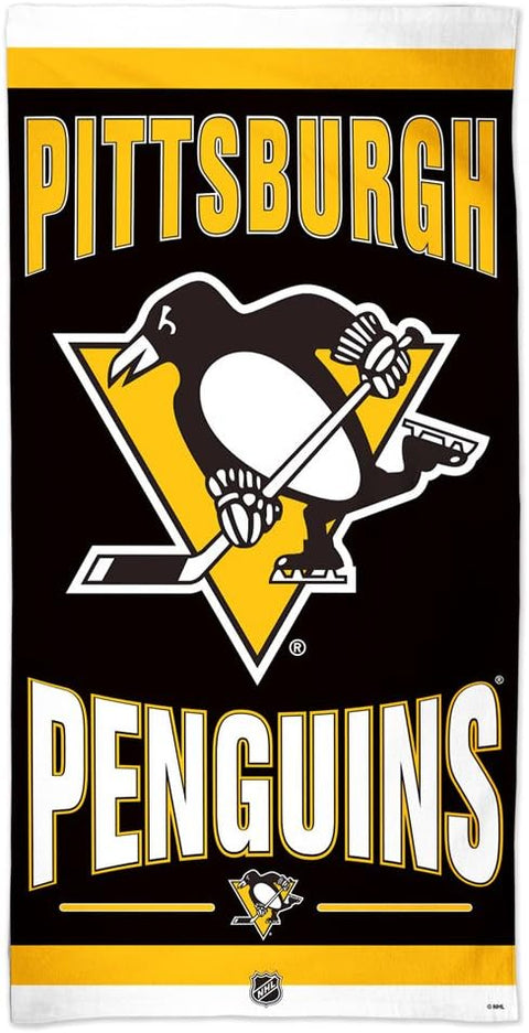 Pittsburgh Penguins Center Logo Beach Towel Beach Towel - YinzerShop
