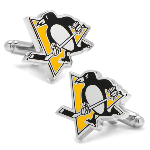 Pittsburgh Penguins Cufflinks – Mario Lemieux Official NHL Enamel Logo Gift Cufflinks - YinzerShop