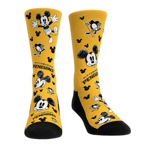 Pittsburgh Penguins - Disney - Mickey Sketch Socks - YinzerShop