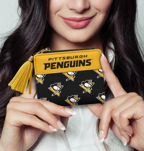 Pittsburgh Penguins Mini Organizer – Officially Licensed NHL Team Wallet With Zippered Pocket Wallet - YinzerShop