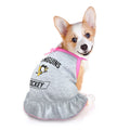 Pittsburgh Penguins Pet Dress - Grey Dog Dress With Team Logo & Pink Bow Pet Dress - YinzerShop