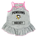 Pittsburgh Penguins Pet Dress - Grey Dog Dress With Team Logo & Pink Bow Pet Dress - YinzerShop
