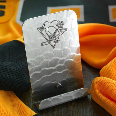 Pittsburgh Penguins Phone Holder - Engraved Aluminum Desk Stand With Custom Message Phone Accessories - YinzerShop