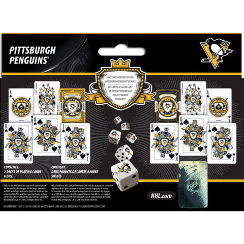 Pittsburgh Penguins Playing Cards - Official NHL Game Night Set | Casino Style Cards & Dice Set 2 Pack Dice & Cards Sets - YinzerShop