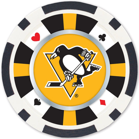Pittsburgh Penguins Poker Chips - 100 Piece Casino Style Chip Set with Tray Poker Chips & Sets - YinzerShop