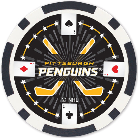 Pittsburgh Penguins Poker Chips - 100 Piece Casino Style Chip Set with Tray Poker Chips & Sets - YinzerShop