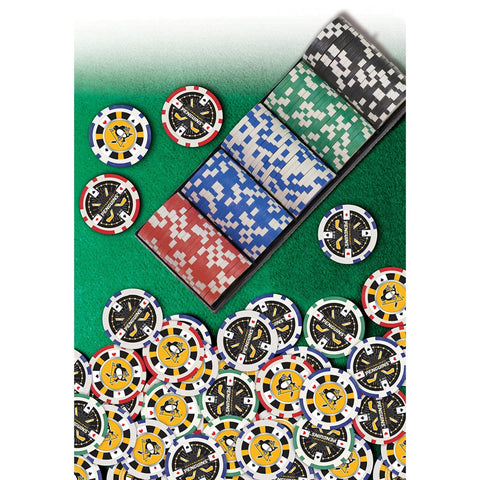 Pittsburgh Penguins Poker Chips - 100 Piece Casino Style Chip Set with Tray Poker Chips & Sets - YinzerShop