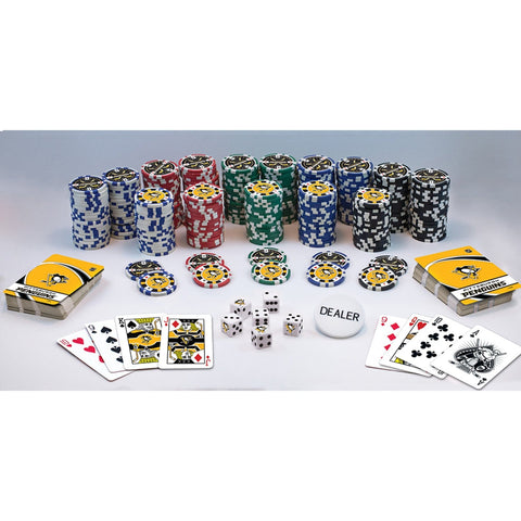 Pittsburgh Penguins Poker Set – 300 Heavy 11.5g Casino Chips, Aluminum Case & Team Dice Poker Chips & Sets - YinzerShop