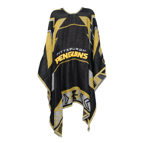 Pittsburgh Penguins Poncho – Lightweight Acrylic Whipstitch Edge With Team Logo Pittsburgh Penguins - YinzerShop