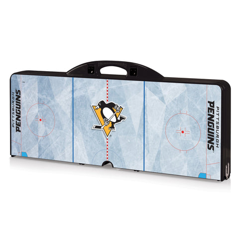Pittsburgh Penguins Portable Folding Picnic Table | Compact Fold Away Tailgate Table with Seats Licensed - YinzerShop