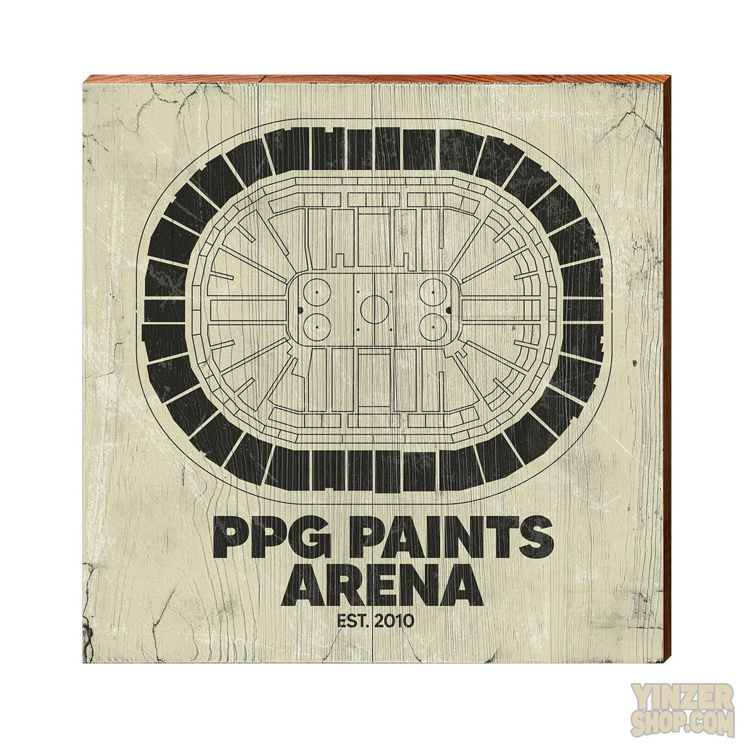 Pittsburgh Penguins PPG Paints Arena Wooden Wall Art Print Wood Picture MillWoodArt 10.5" x 10.5" Natural 