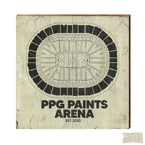 Pittsburgh Penguins PPG Paints Arena Wooden Wall Art Print Wood Picture MillWoodArt 5.5" x 5.5" Natural 