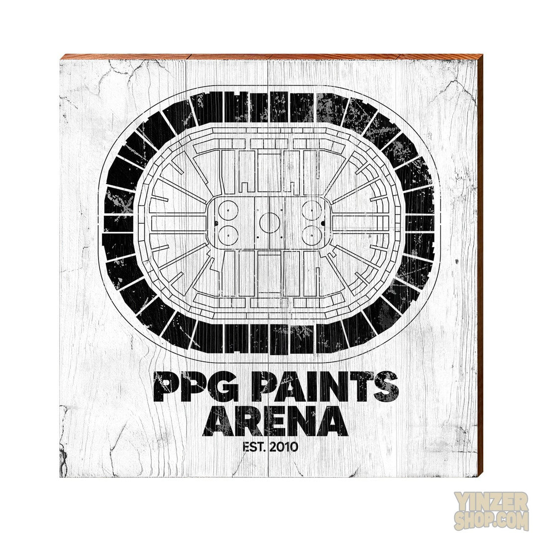 Pittsburgh Penguins PPG Paints Arena Wooden Wall Art Print Wood Picture MillWoodArt 10.5" x 10.5" White 