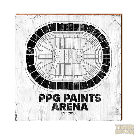 Pittsburgh Penguins PPG Paints Arena Wooden Wall Art Print Wood Picture MillWoodArt 5.5" x 5.5" White 
