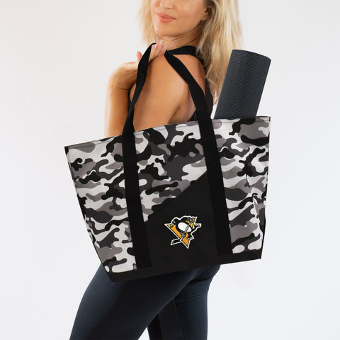 Pittsburgh Penguins Tote – Heavy Duty Camo Sports Tote Bag With Durable Shoulder Straps Tote Bag - YinzerShop