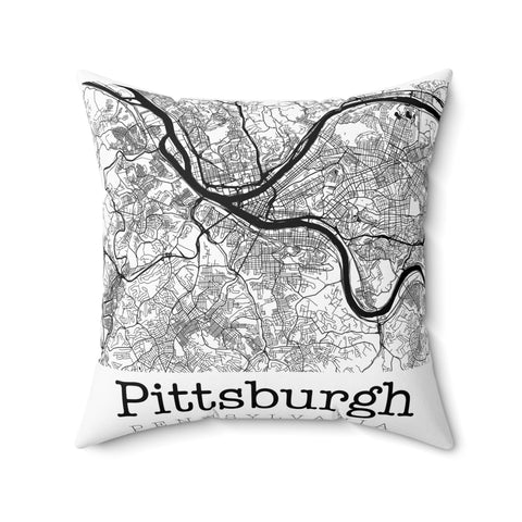 Pittsburgh Pennsylvania Graphic Street Map Square Pillow Home Decor - YinzerShop