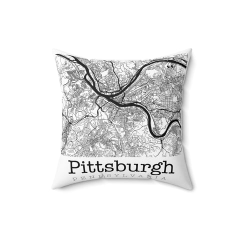 Pittsburgh Pennsylvania Graphic Street Map Square Pillow Home Decor - YinzerShop
