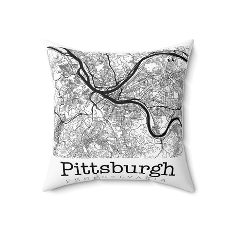 Pittsburgh Pennsylvania Graphic Street Map Square Pillow Home Decor - YinzerShop