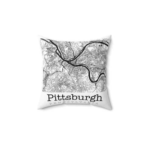 Pittsburgh Pennsylvania Graphic Street Map Square Pillow Home Decor - YinzerShop