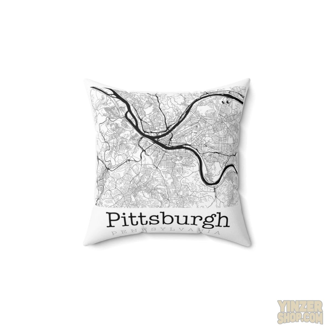Pittsburgh Pennsylvania Graphic Street Map Square Pillow Throw Pillow Printify 14" × 14"  