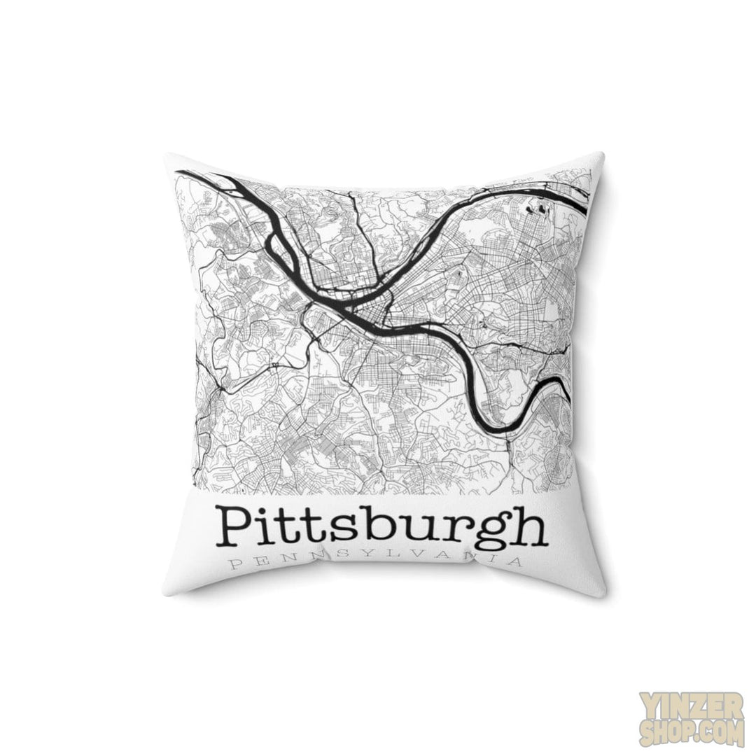 Pittsburgh Pennsylvania Graphic Street Map Square Pillow Throw Pillow Printify 16" × 16"  