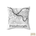 Pittsburgh Pennsylvania Graphic Street Map Square Pillow Throw Pillow Printify 18" × 18"  
