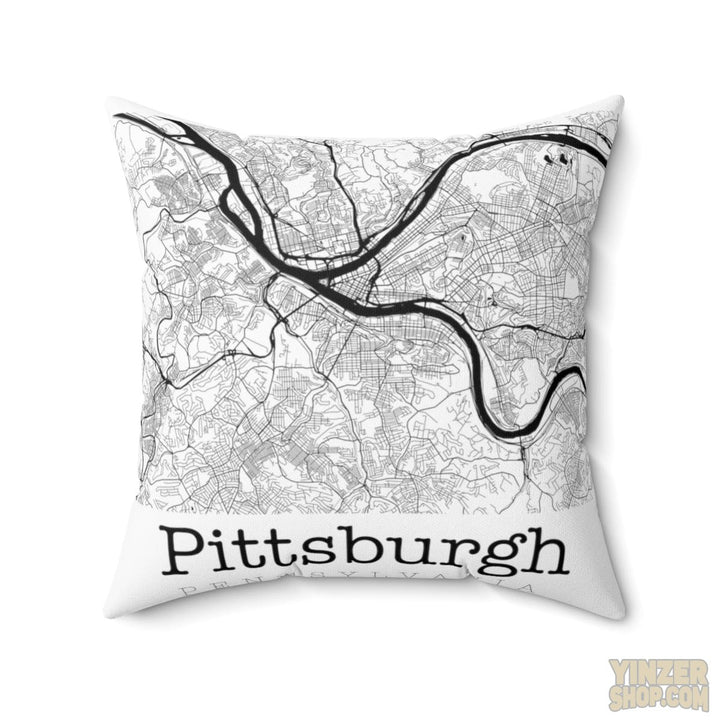Pittsburgh Pennsylvania Graphic Street Map Square Pillow Throw Pillow Printify 20" × 20"  