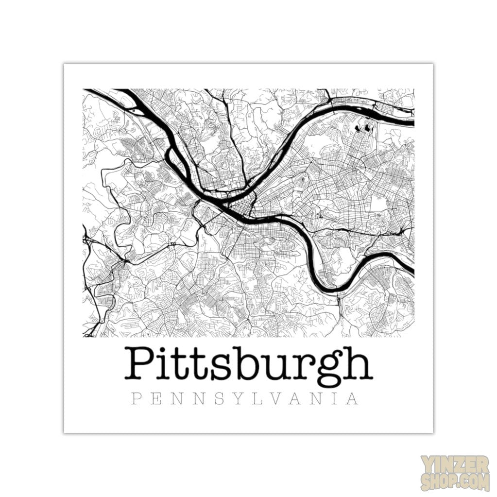 Pittsburgh Pennsylvania Graphic Street Map Vinyl Square Stickers Stickers Printify 3.5" × 3.5"  