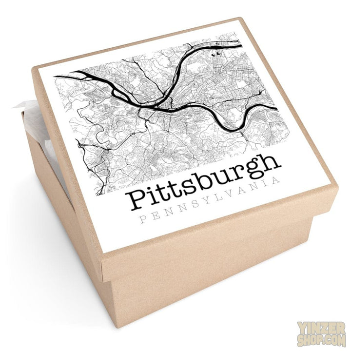 Pittsburgh Pennsylvania Graphic Street Map Vinyl Square Stickers Stickers Printify   