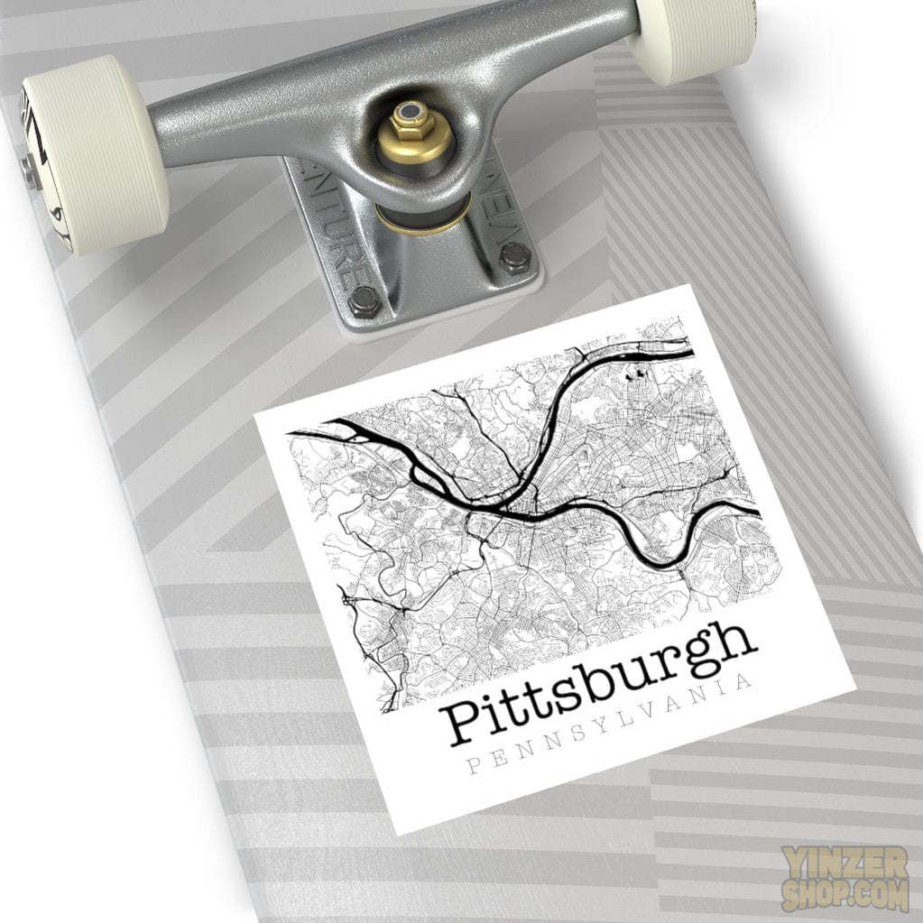 Pittsburgh Pennsylvania Graphic Street Map Vinyl Square Stickers Stickers Printify   