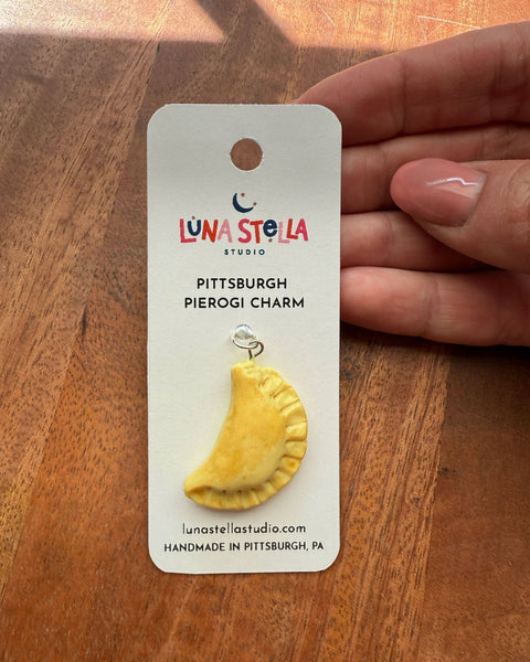 Pittsburgh Pierogi Charm - Handmade Polymer Clay Food Jewelry Pendant Charm - YinzerShop