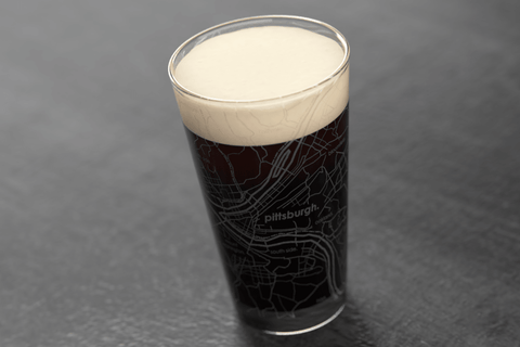 Pittsburgh Pint Glass - Set of Two 16 oz Etched City Map Glasses by Well Told Pint Glass - YinzerShop