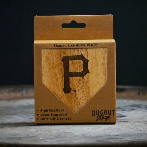 Pittsburgh Pirates Coaster - Limited Edition Engraved Wood Home Plate MLB Drink Coaster Coasters - YinzerShop