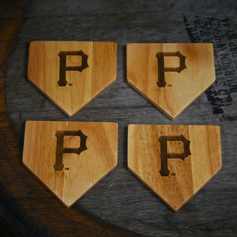 Pittsburgh Pirates Coaster - Limited Edition Engraved Wood Home Plate MLB Drink Coaster Coasters - YinzerShop