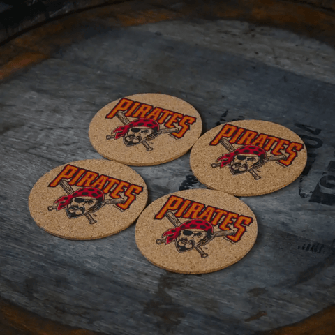 Pittsburgh Pirates Coasters – Durable Cork Drink Coasters | UV Printed Team Logo Coasters - YinzerShop