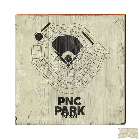 Pittsburgh Pirates PNC Baseball Park Wooden Wall Art Print Wood Picture MillWoodArt 5.5" x 5.5" Natural 