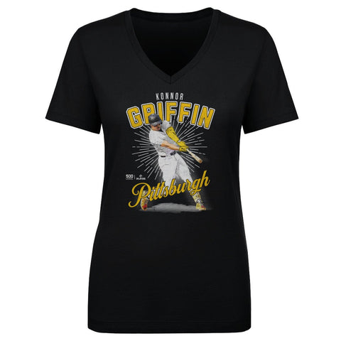 Pittsburgh Pirates T-Shirt Konnor Griffin V-Neck Cotton Tee - Lightweight, Soft Women's V-Neck T-Shirt - YinzerShop