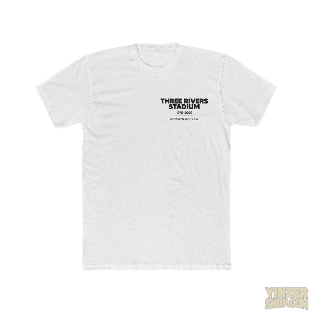 Pittsburgh Pirates Three Rivers Stadium T-Shirt Print on Back w/ Small Logo T-Shirt Printify Solid White S 