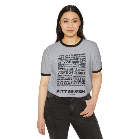 Pittsburgh Profile - Unisex Cotton Ringer T-Shirt T-Shirt - YinzerShop