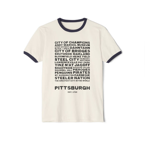 Pittsburgh Profile - Unisex Cotton Ringer T-Shirt T-Shirt - YinzerShop