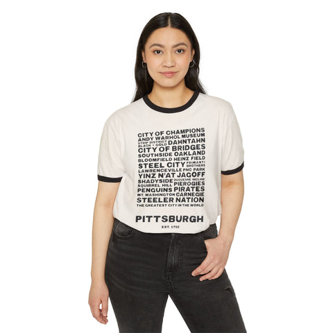Pittsburgh Profile - Unisex Cotton Ringer T-Shirt T-Shirt - YinzerShop