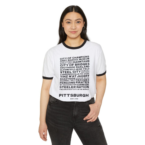 Pittsburgh Profile - Unisex Cotton Ringer T-Shirt T-Shirt - YinzerShop