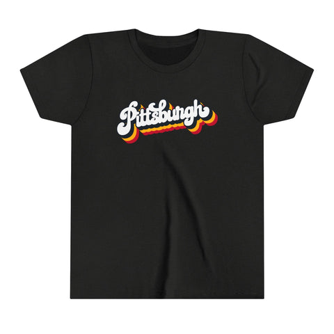 Pittsburgh Retro Graphic - Youth Short Sleeve Tee Kids Apparel - YinzerShop