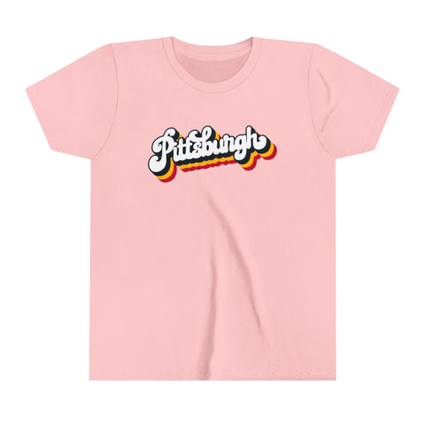 Pittsburgh Retro Graphic - Youth Short Sleeve Tee Kids Apparel - YinzerShop