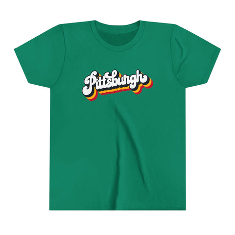 Pittsburgh Retro Graphic - Youth Short Sleeve Tee Kids Apparel - YinzerShop