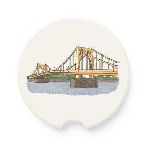 Pittsburgh Roberto Clemente Bridge Soapstone Car Coaster - Set of 2 Home Decor - YinzerShop