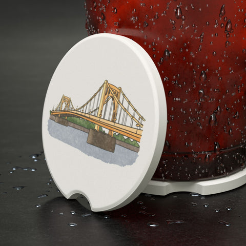 Pittsburgh Roberto Clemente Bridge Soapstone Car Coaster - Set of 2 Home Decor - YinzerShop