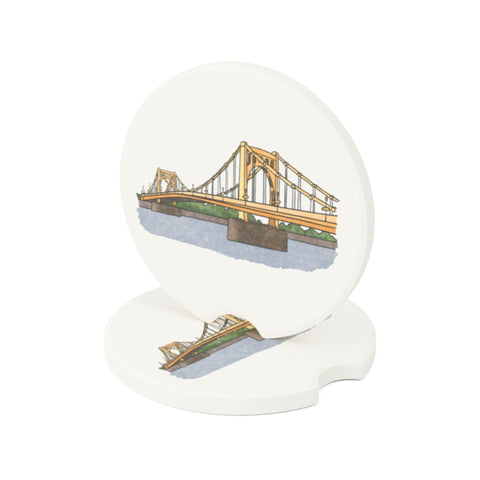 Pittsburgh Roberto Clemente Bridge Soapstone Car Coaster - Set of 2 Home Decor - YinzerShop
